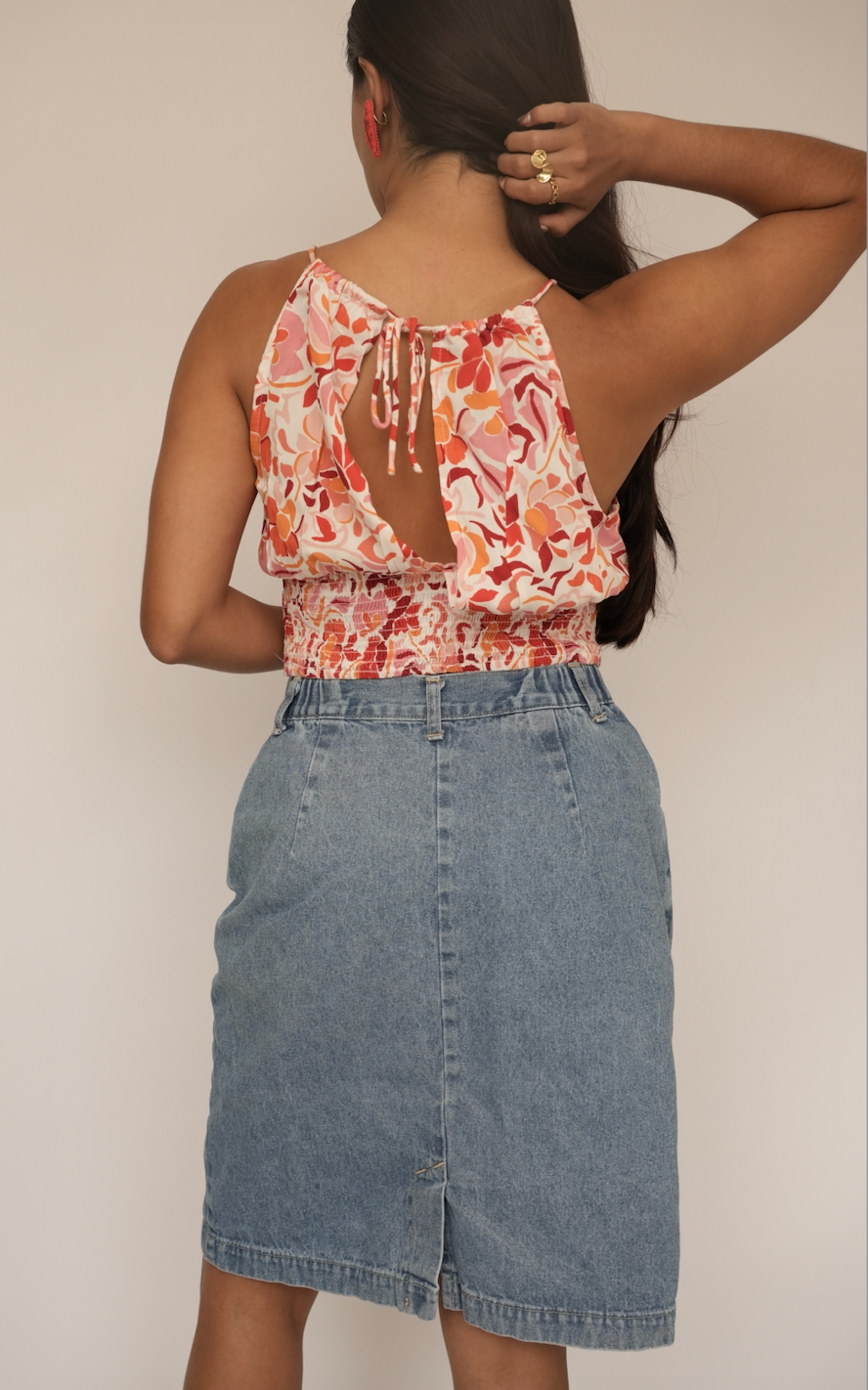 Enagua denim estilo 90’s midi