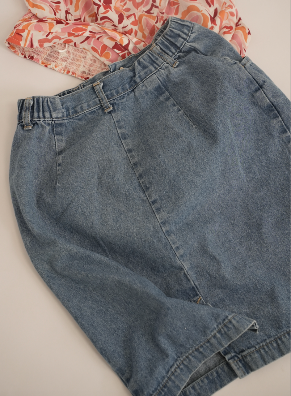 Enagua denim estilo 90’s midi