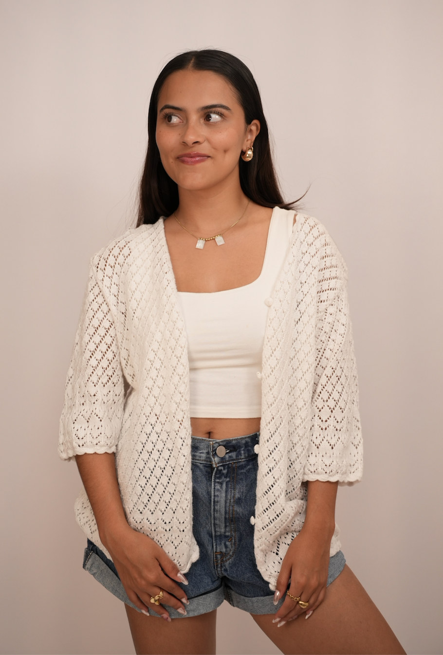Throw Blanco Tejido – JM Collection | Talla XL (fits S-XL)