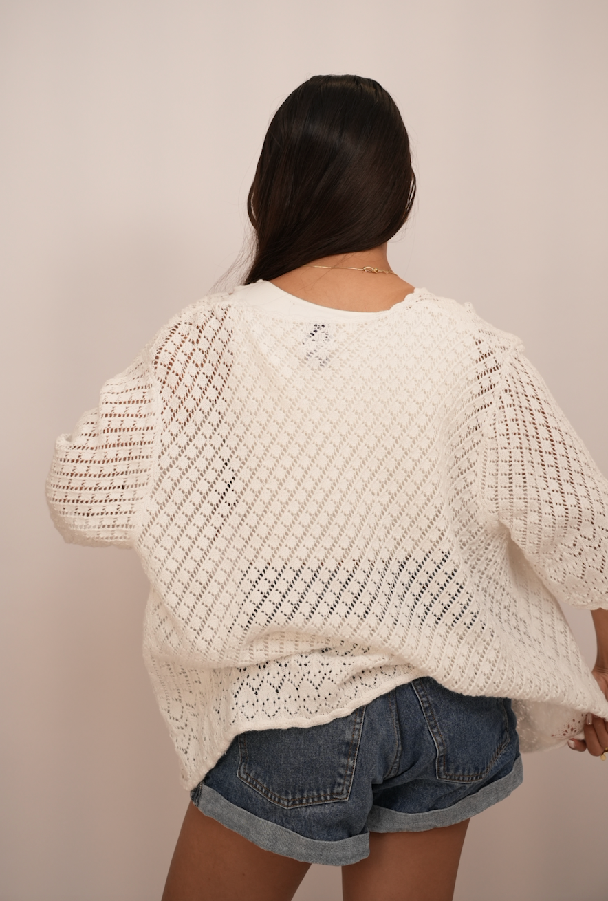 Throw Blanco Tejido – JM Collection | Talla XL (fits S-XL)