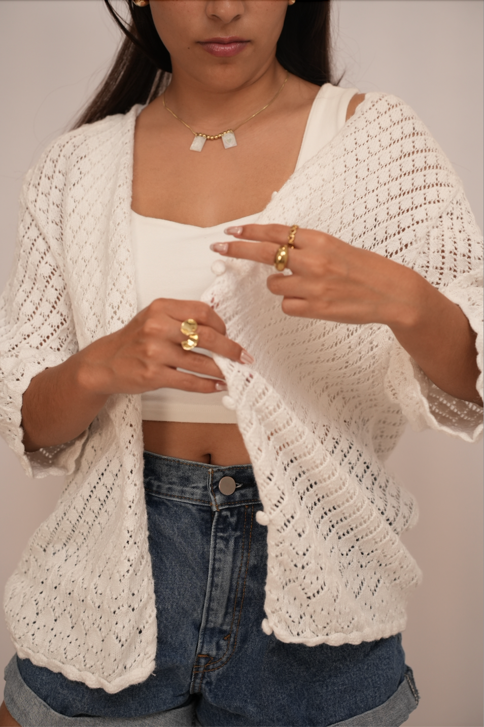 Throw Blanco Tejido – JM Collection | Talla XL (fits S-XL)