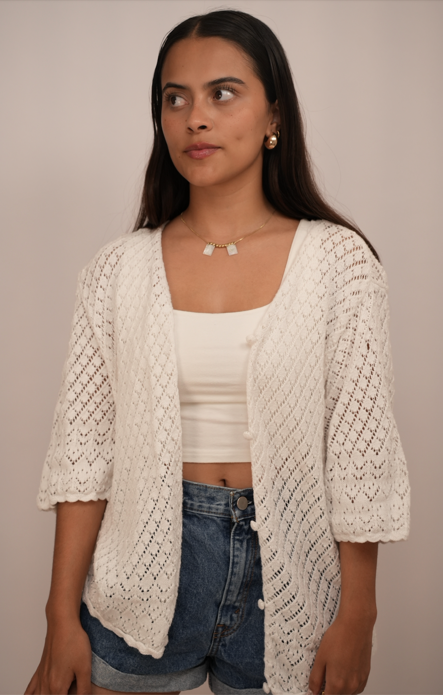 Throw Blanco Tejido – JM Collection | Talla XL (fits S-XL)
