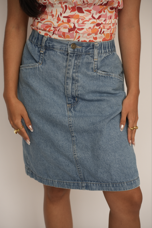 Enagua denim estilo 90’s midi