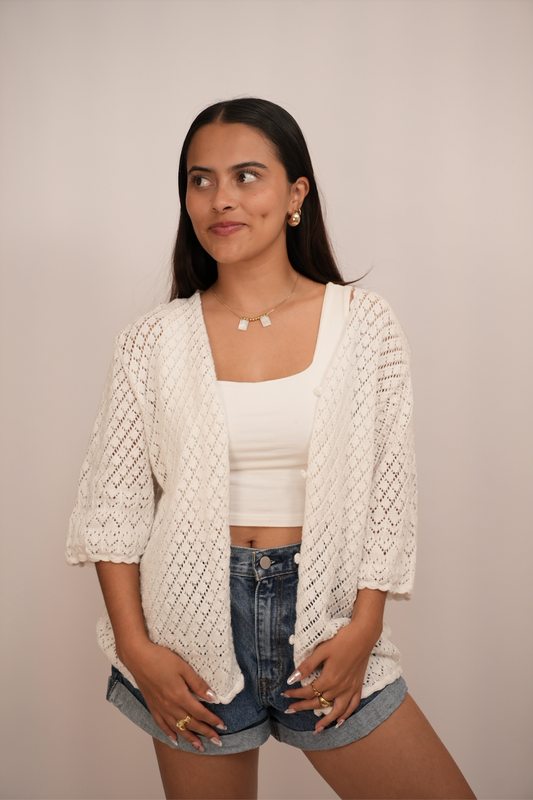 Throw Blanco Tejido – JM Collection | Talla XL (fits S-XL)