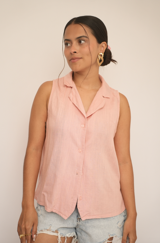 Blusa rosa de lino