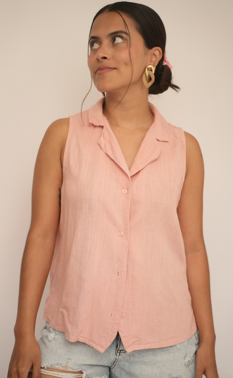 Blusa rosa de lino