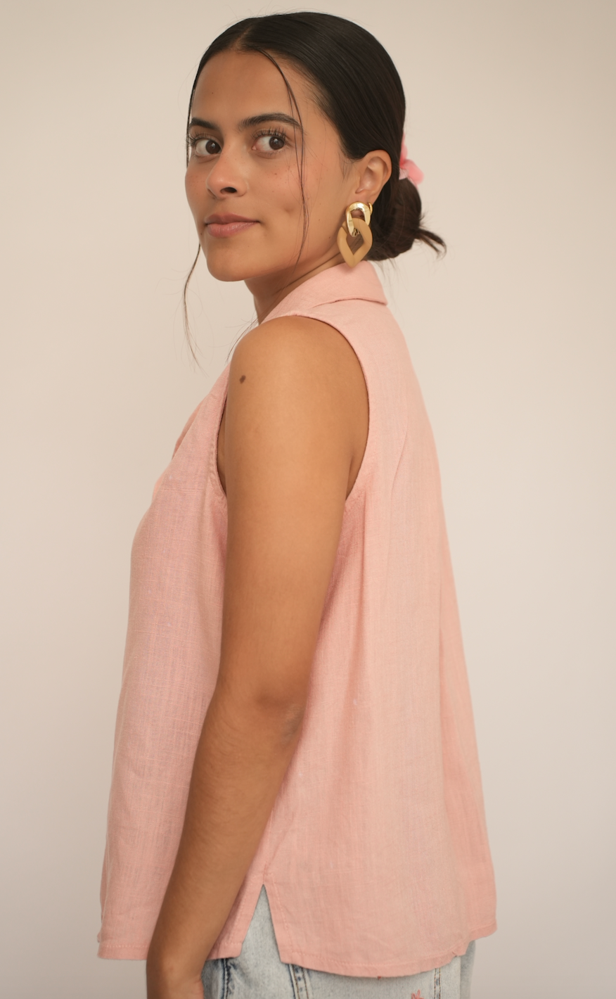 Blusa rosa de lino