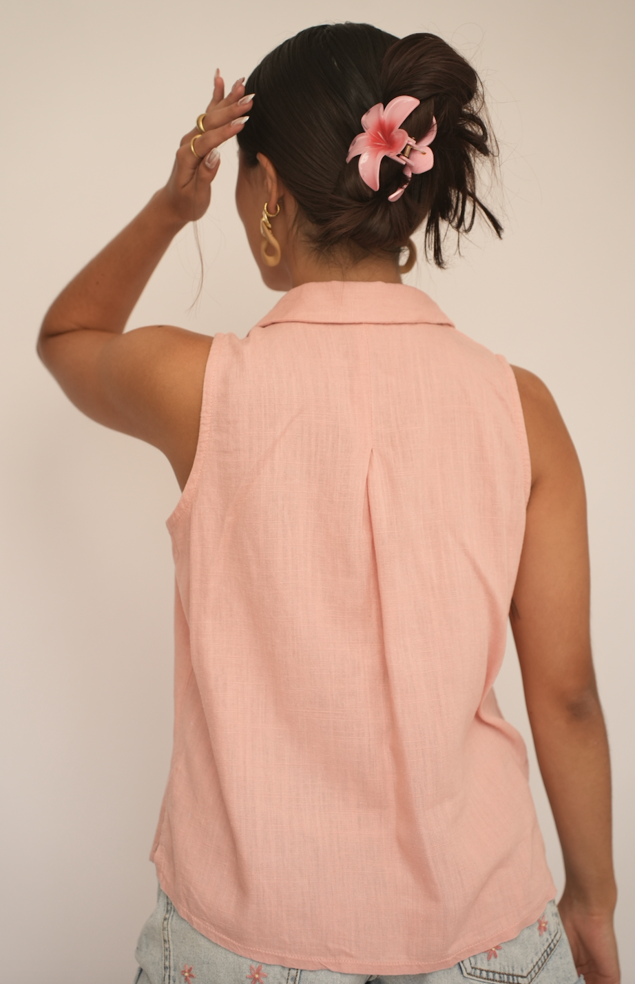 Blusa rosa de lino