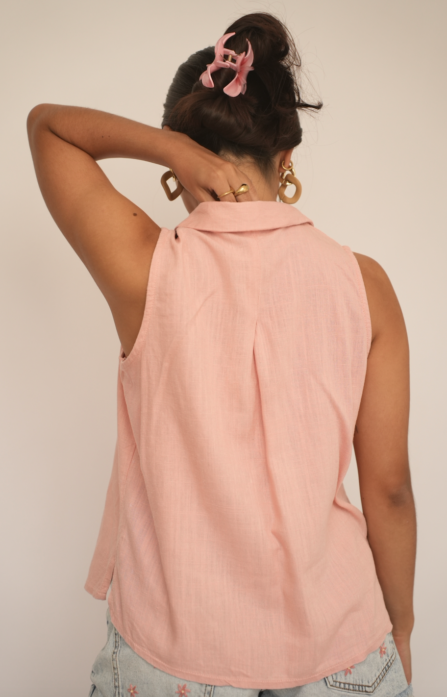 Blusa rosa de lino